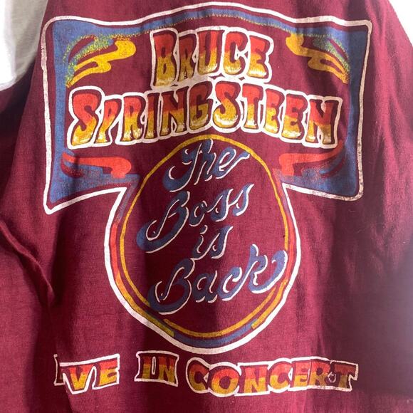vintage 80s BRUCE SPRINGSTEEN The Boss Is Back double sided 3/4 sleeve tee shirt - Picture 7 of 7